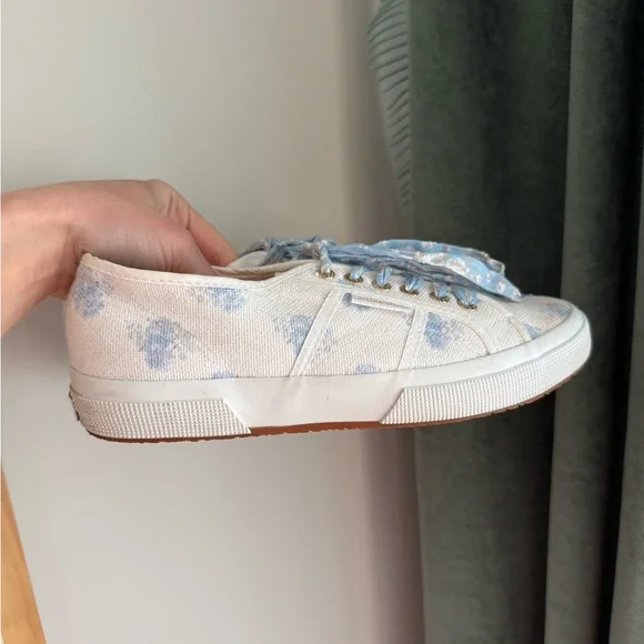 Superga x LoveShackFancy 2750 Sneaker Morning Mist - White/Blue Floral- Size 9.5 - Picture 4 of 15